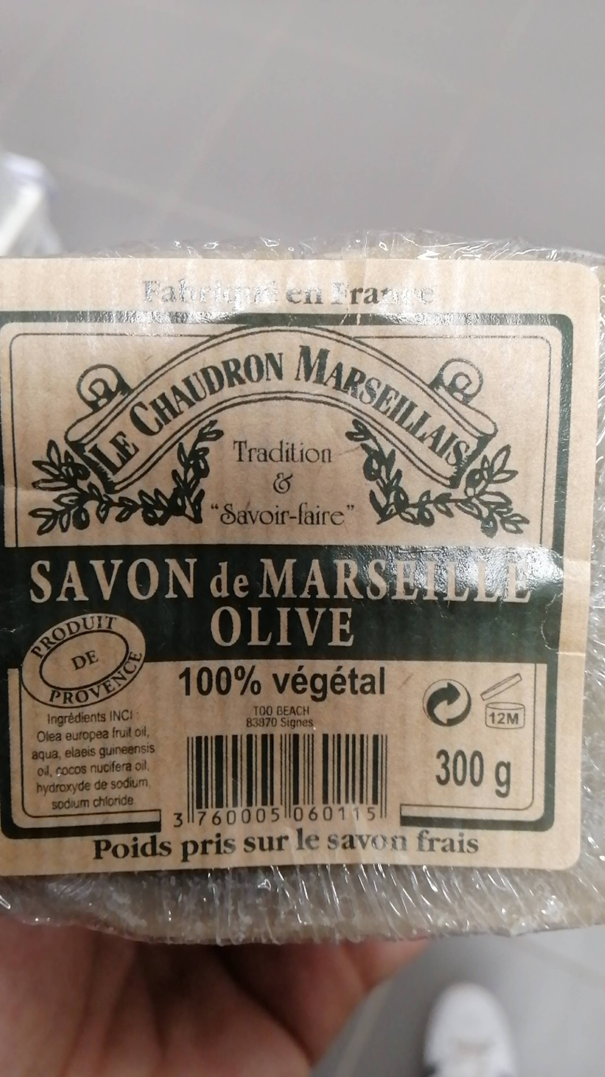 LE CHAUDRON MARSEILLAIS - Savon de Marseille olive