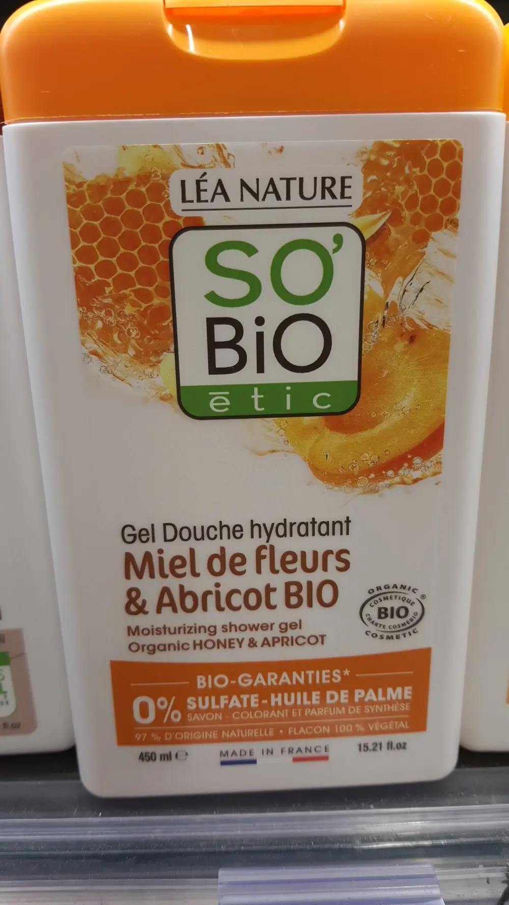 SO'BIO ÉTIC - Gel douche hydratant miel de fleurs et Abricot Bio