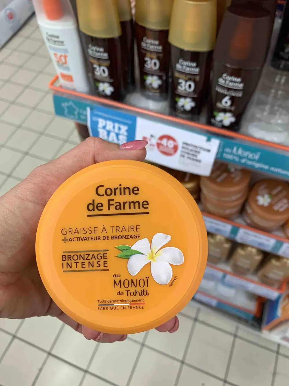 CORINE DE FARME - Graisse à traire + activateur de bronzage au monoï