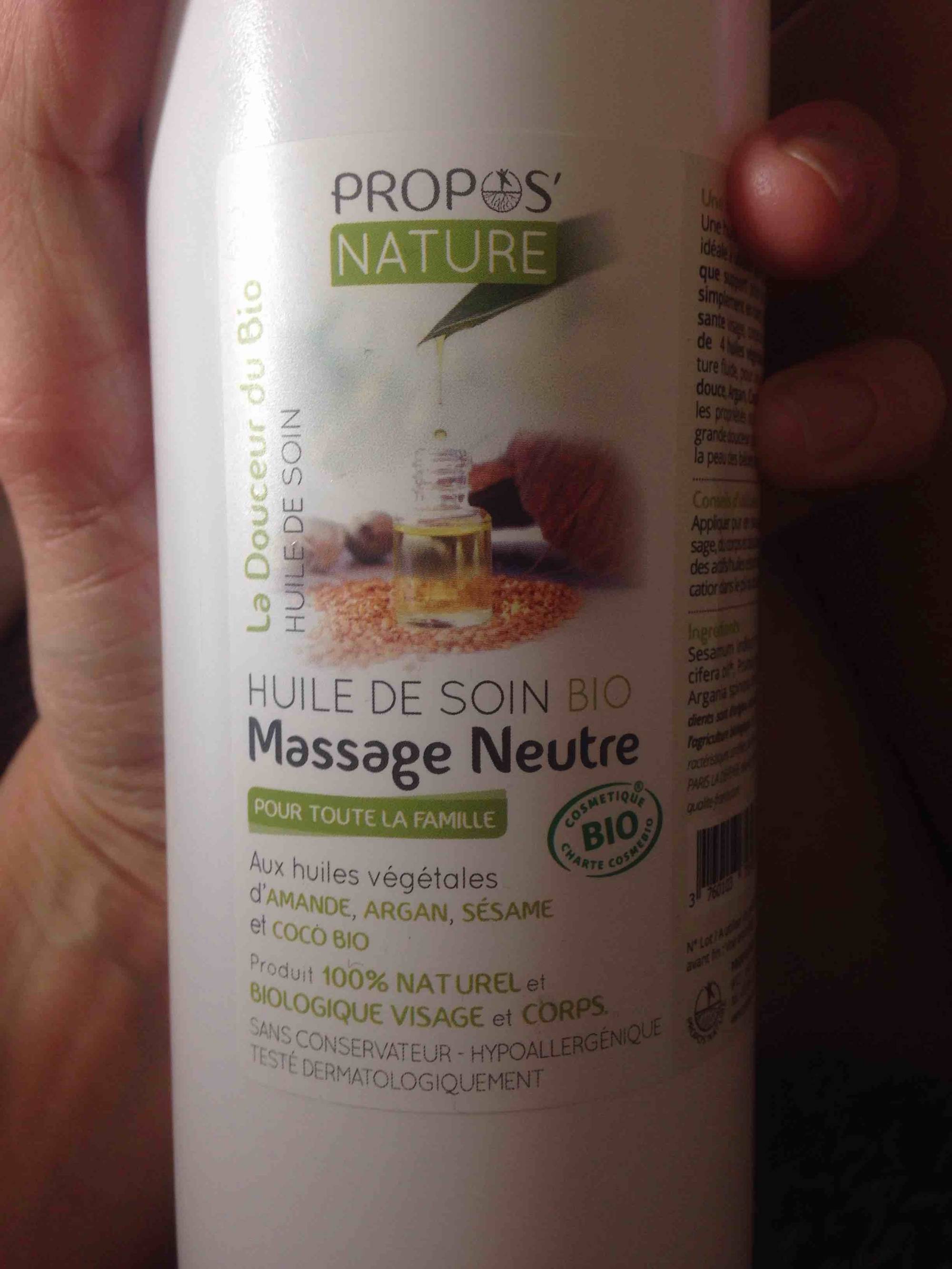 PROPOS'NATURE - Huile de soin bio massage neutre