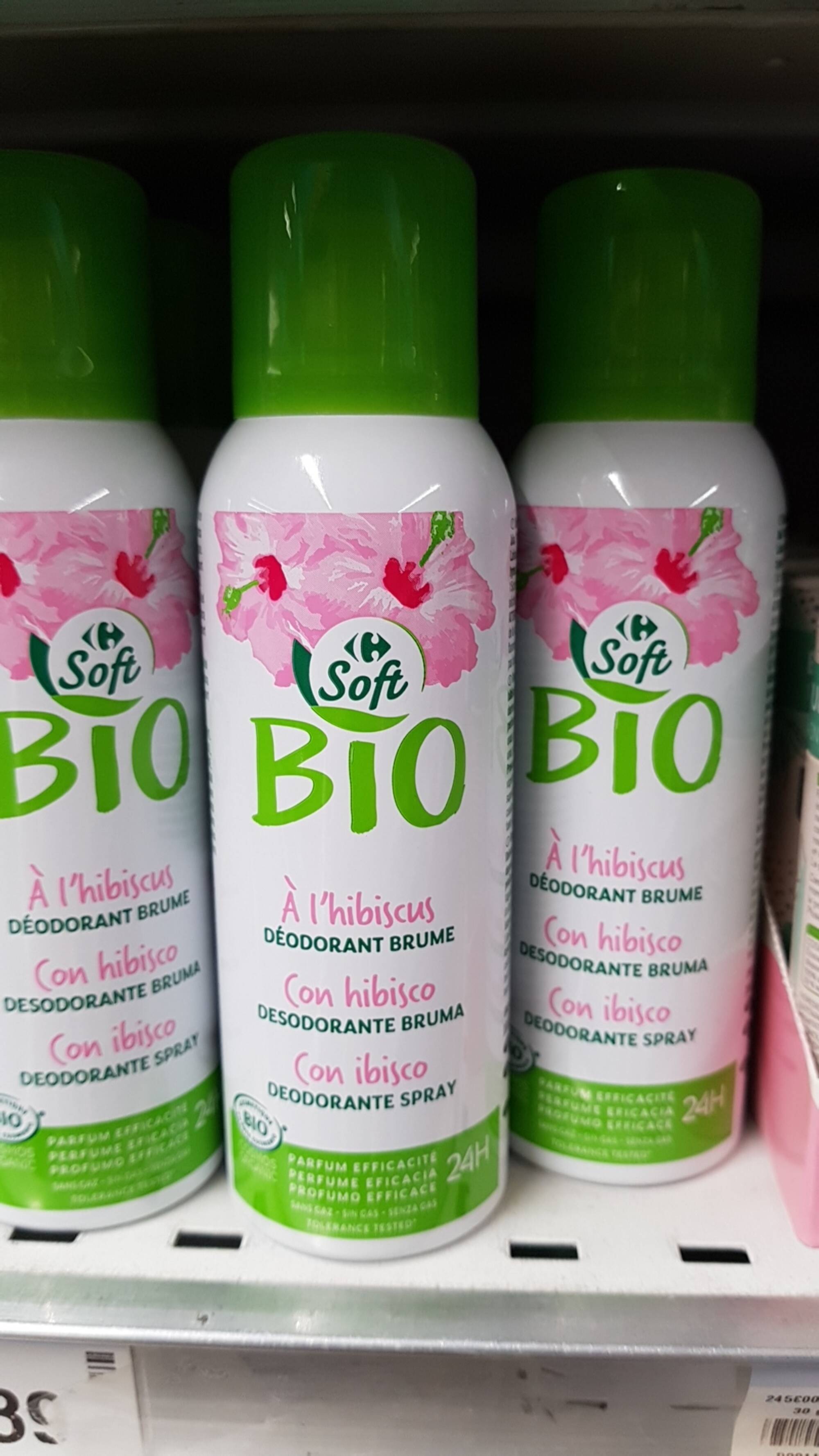CARREFOUR - Soft bio - Déodorant brume 24h à l'hibiscus 