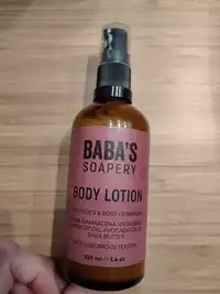BABA'S SOAPERY - Lavender & rose geranium - Body lotion