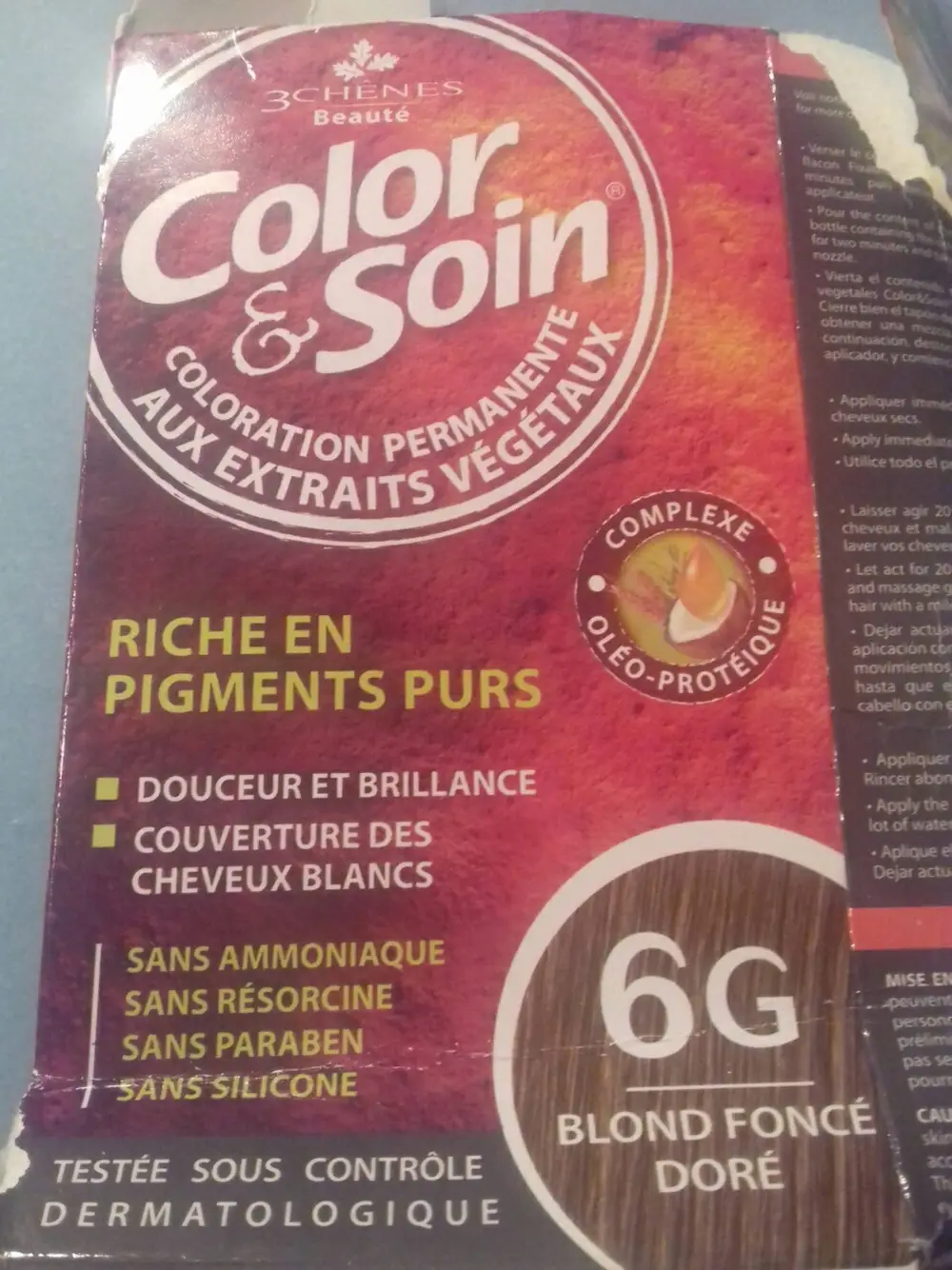 LES 3 CHÊNES - Color & soin - Coloration permanente aux extraits végétaux - 6G blond foncé doré