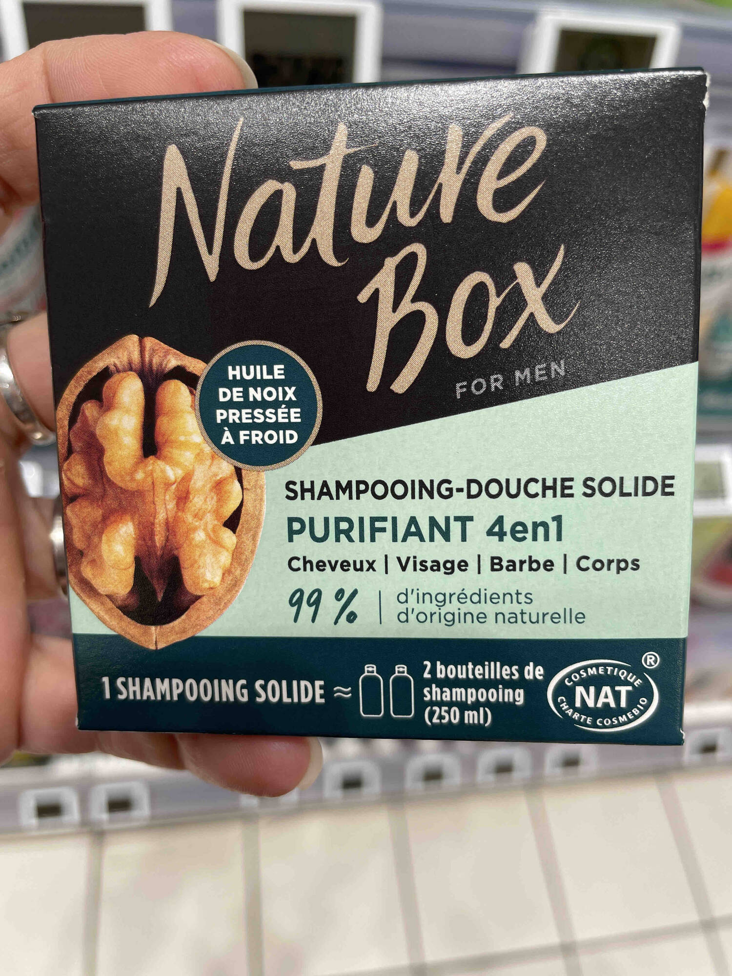NATURE BOX - For Men - Shampooing-douche solide purifiant 4 en 1