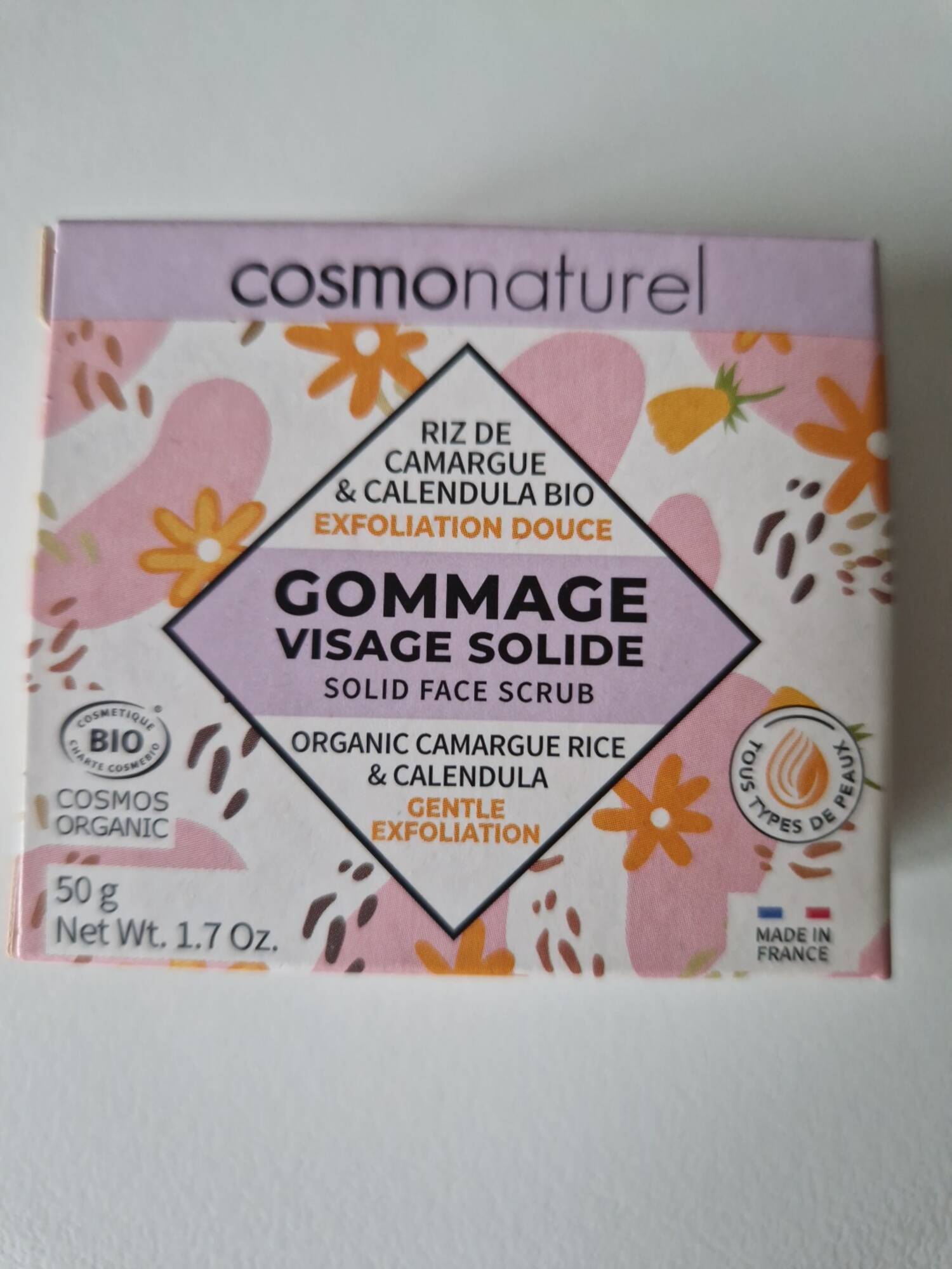 COSMO NATUREL - Exfoliation douce - Gommage visage solide