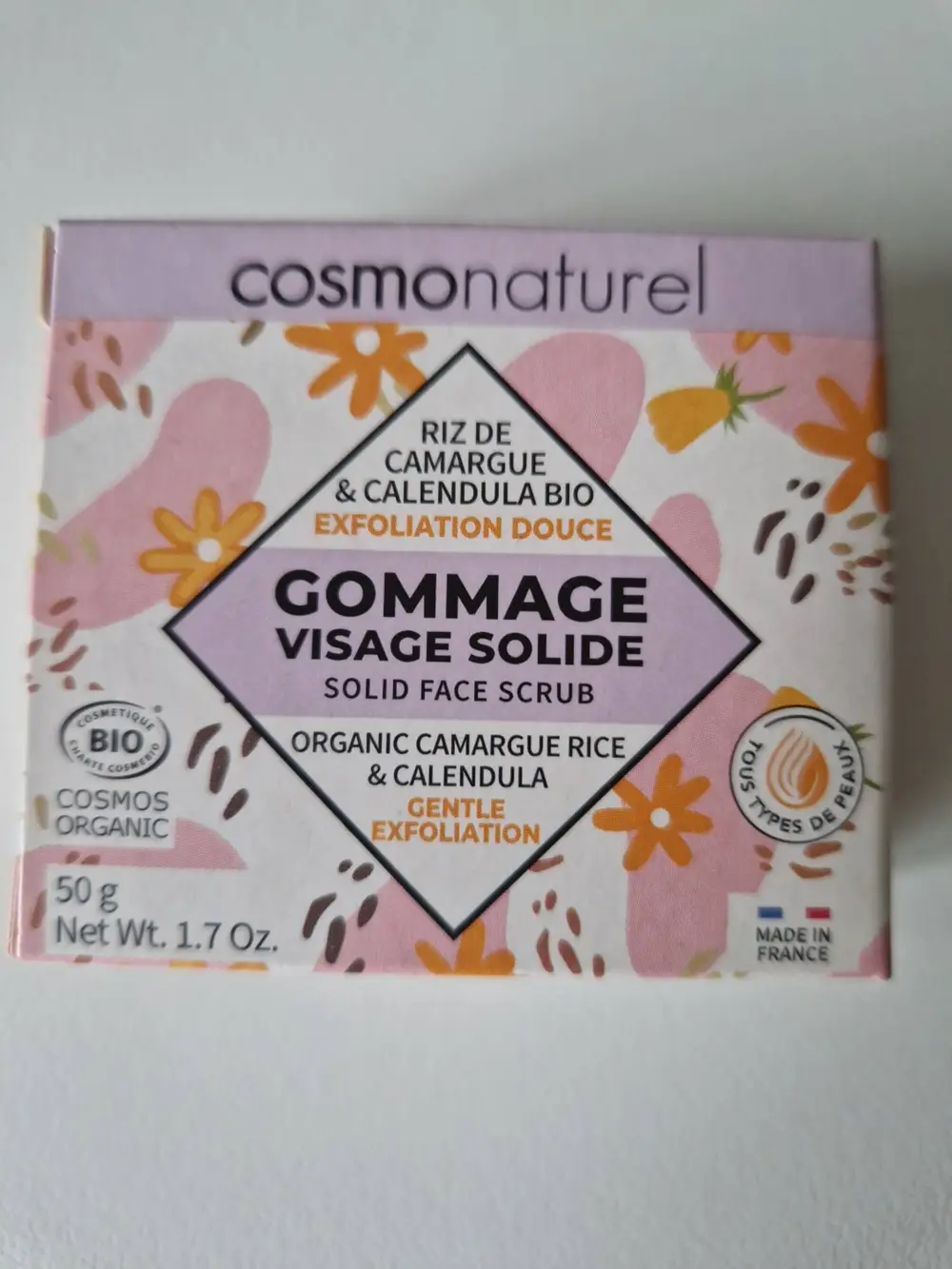 COSMO NATUREL - Exfoliation douce - Gommage visage solide