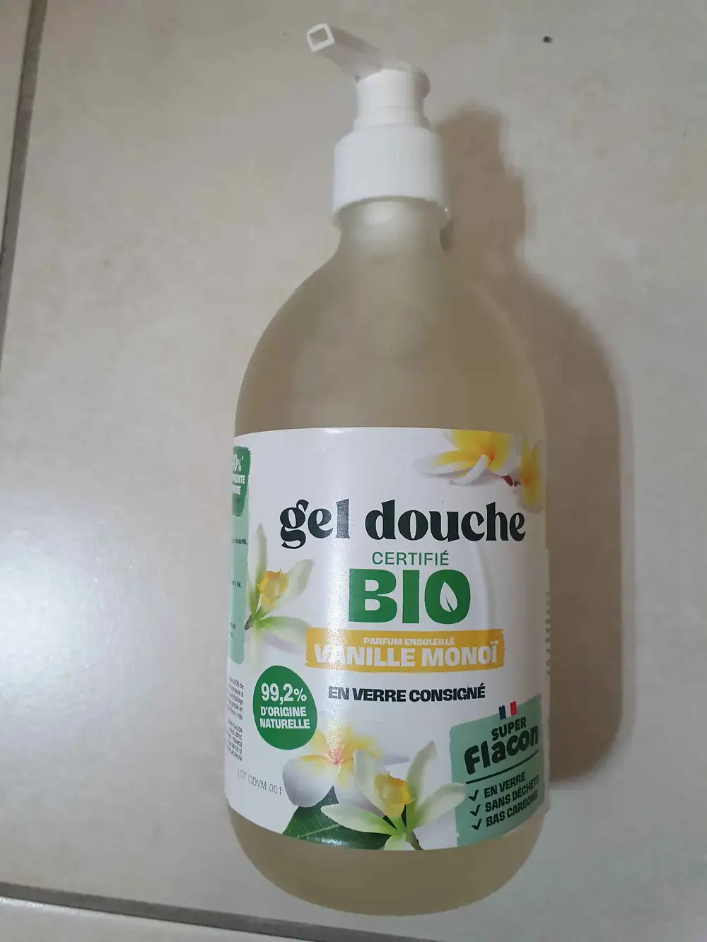 SUPER FLACON - Gel douche bio parfum ensoleillé vanille monoi