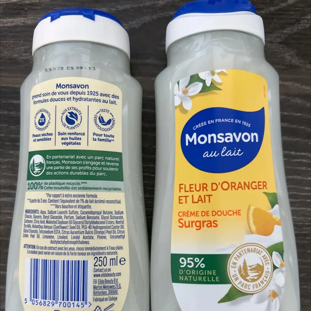 MONSAVON - Crème de douche surgras fleur d'oranger et lait
