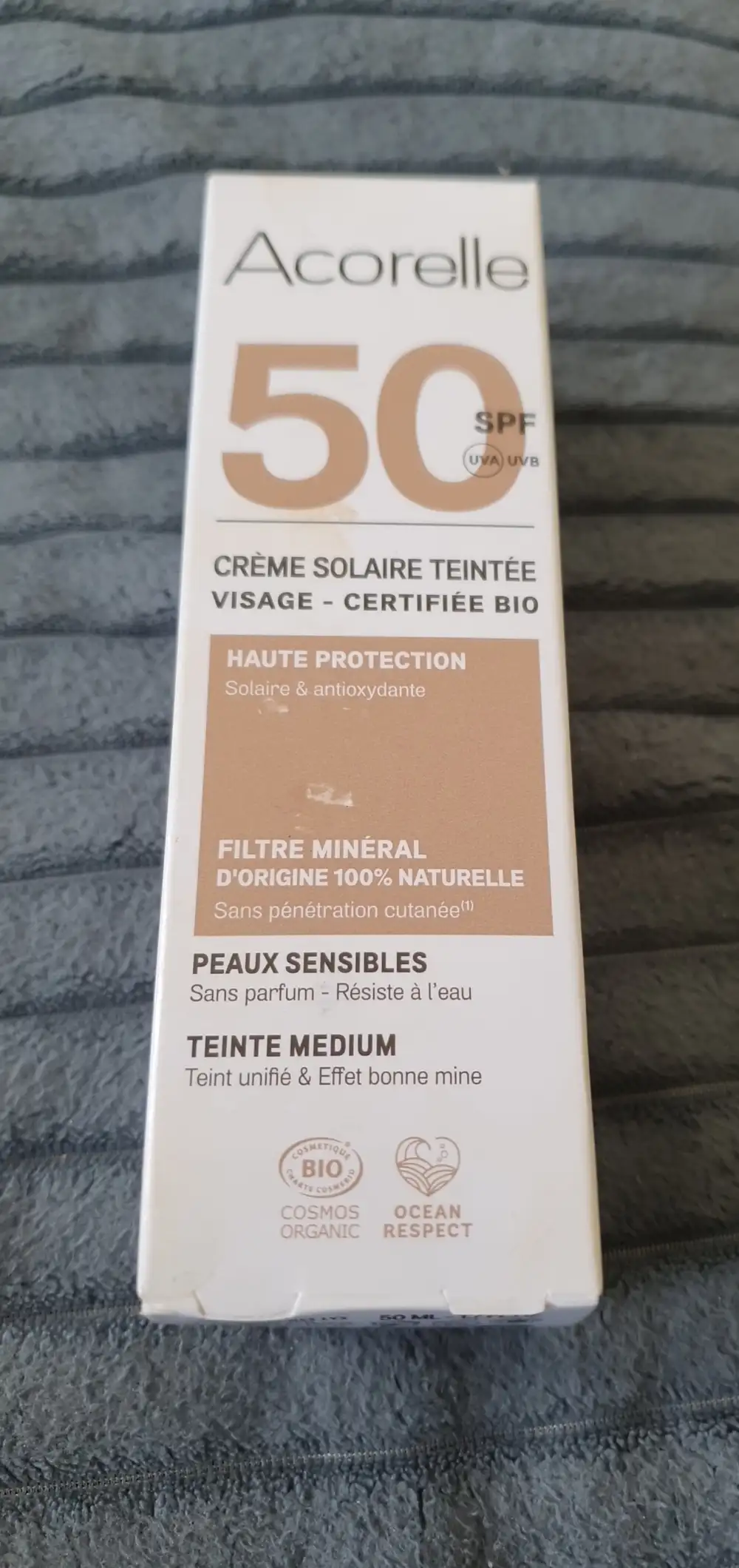 ACORELLE - Crème solaire teintée visage SPF 50