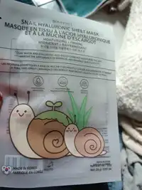 BONNYHILL - Masque en tissu à l'acide hyaluronique et à la mucine d'escargot