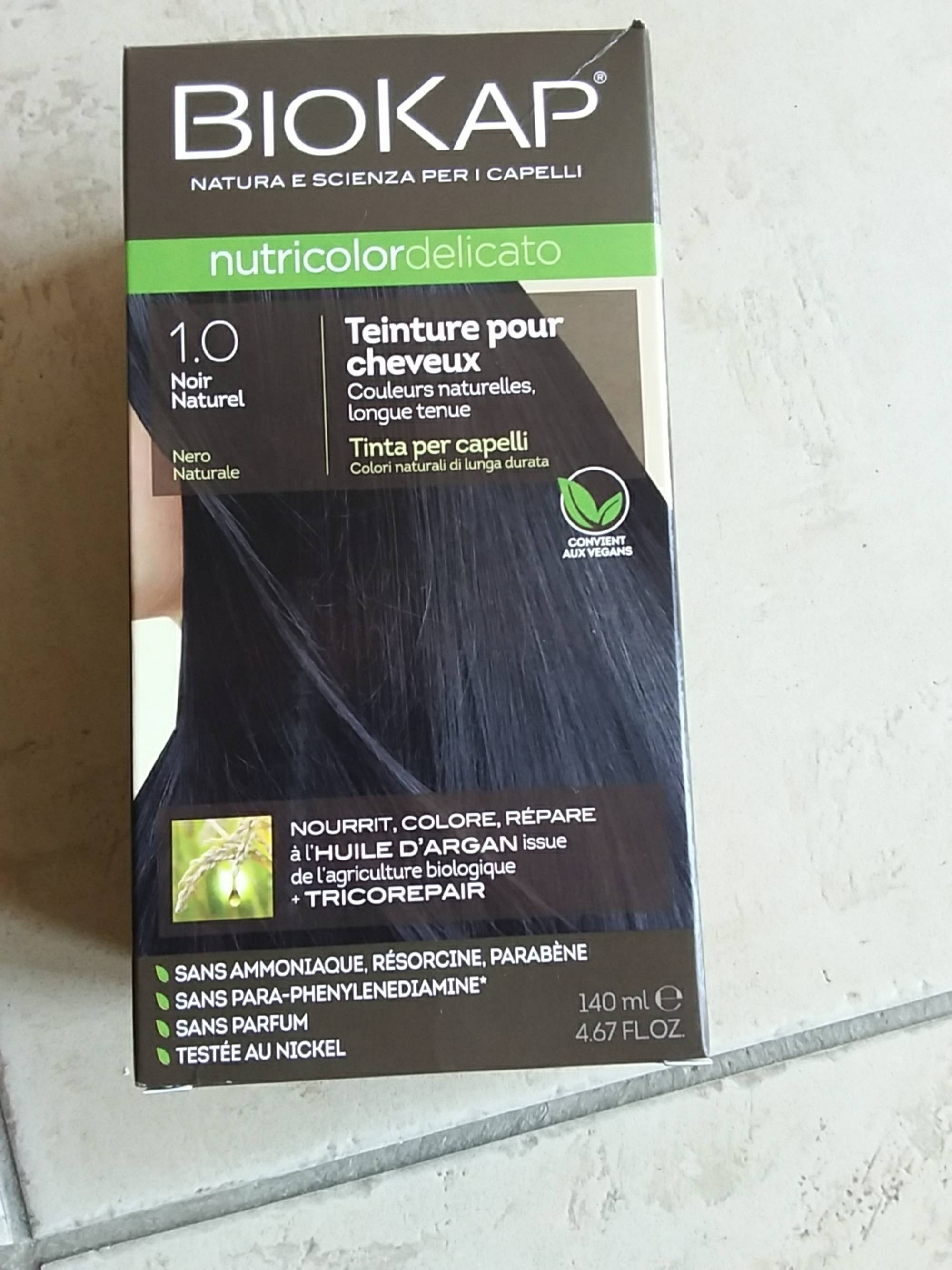 BIOKAP - Nutricolor delicato - Teinture pour cheveux 1.0 noir naturel