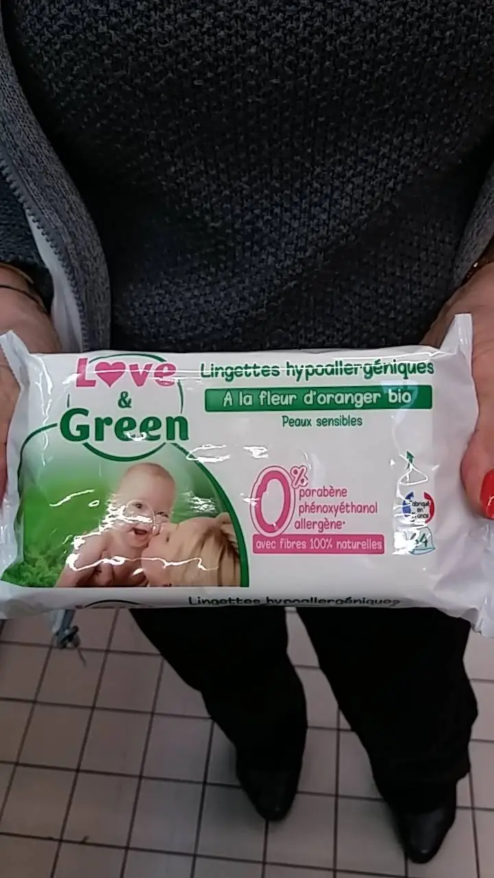 LOVE & GREEN - Lingettes Hypoallergéniques à la fleur d'oranger bio