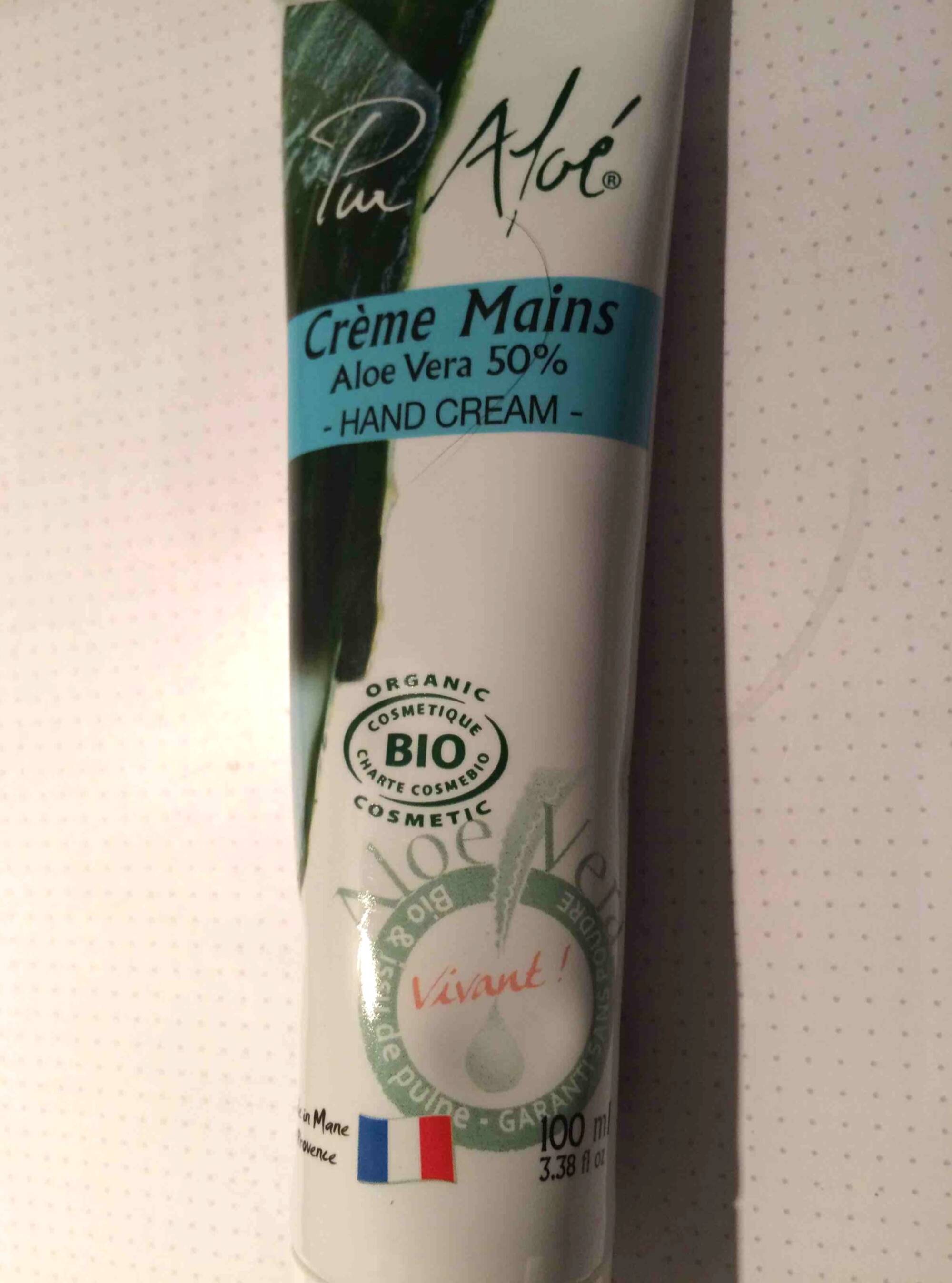 PUR ALOÉ - Crème Mains aloé vera 50% bio