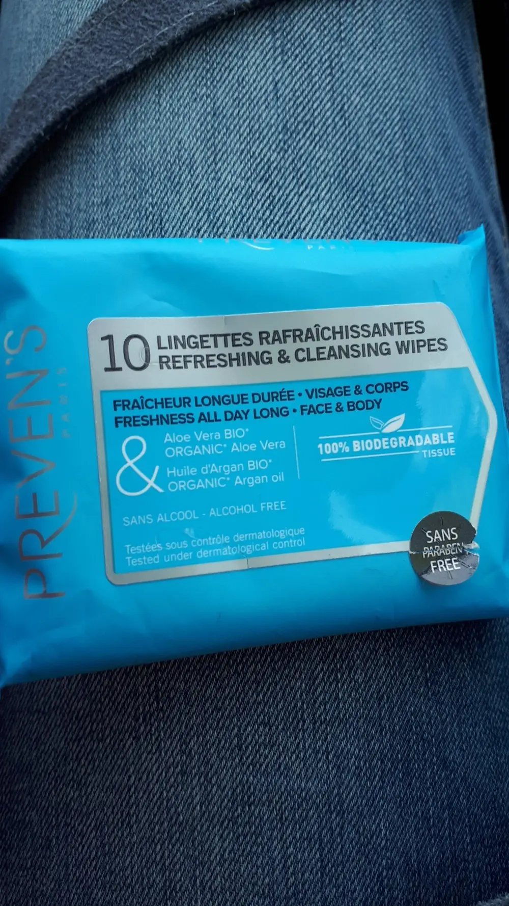 PREVEN'S - Lingettes rafraîchissantes visage & corps - Aloe vera