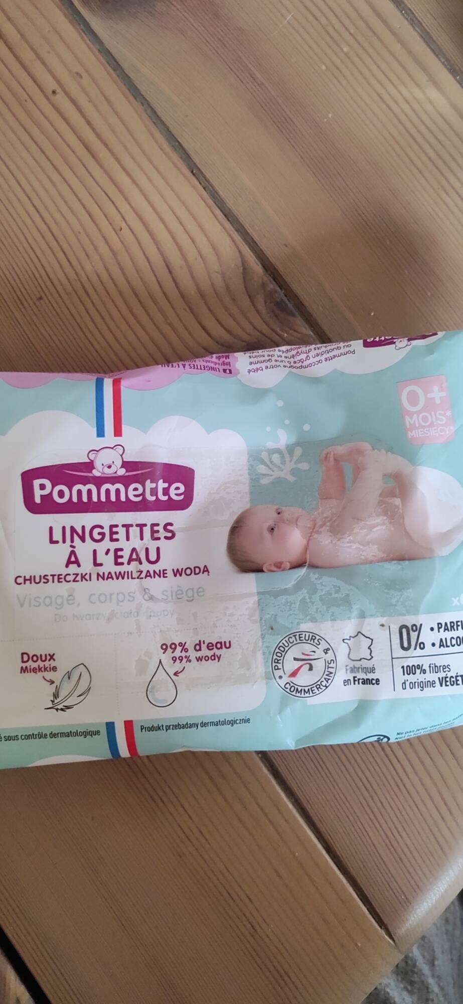 POMMETTE - Lingettes à l'eau  visage, corps & siège