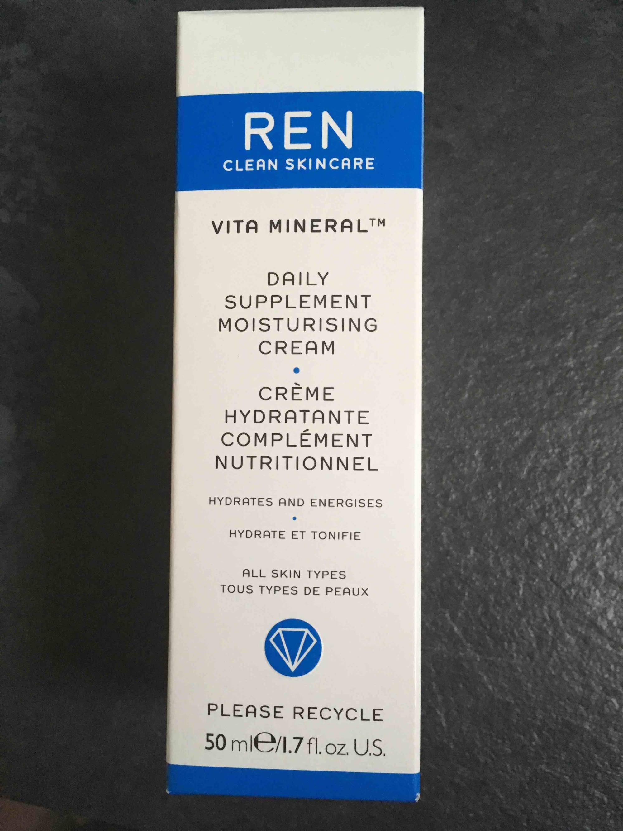 REN - Vita mineral - Crème hydratante complément nutritionnel