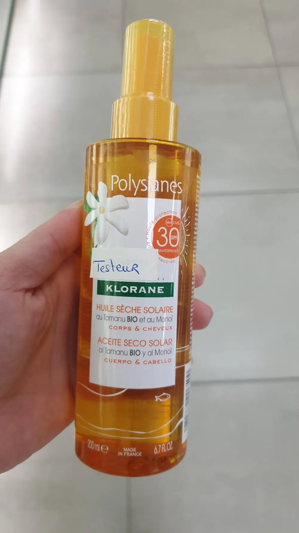 KLORANE - Polysianes - Huile sèche solaire bio corps & cheveux SPF 30