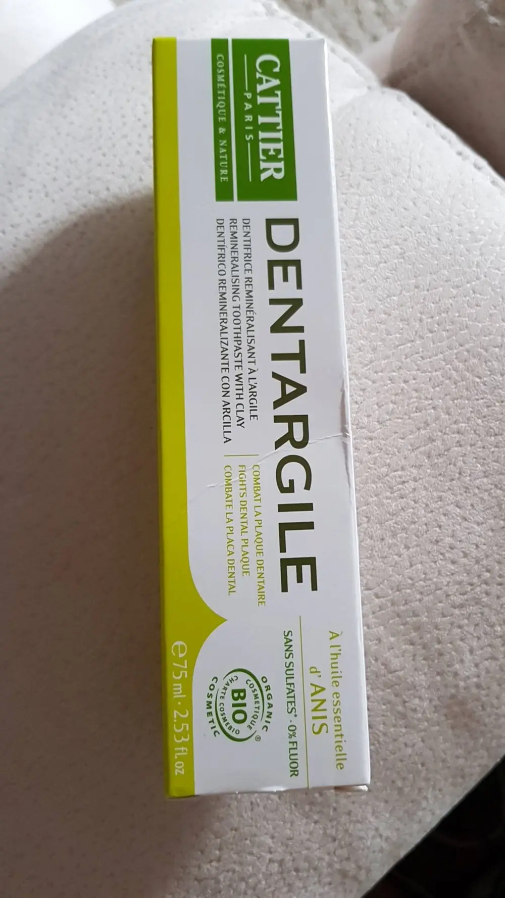 CATTIER - Dentargile - dentifrice à l'huile essentielle d'anis bio