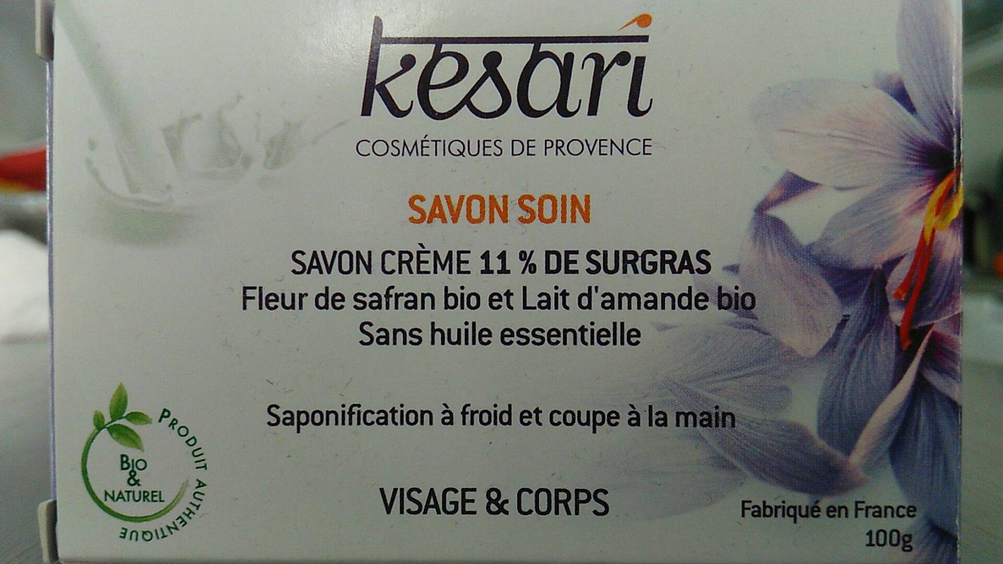 KESARI - Savon crème 11% de surgras bio