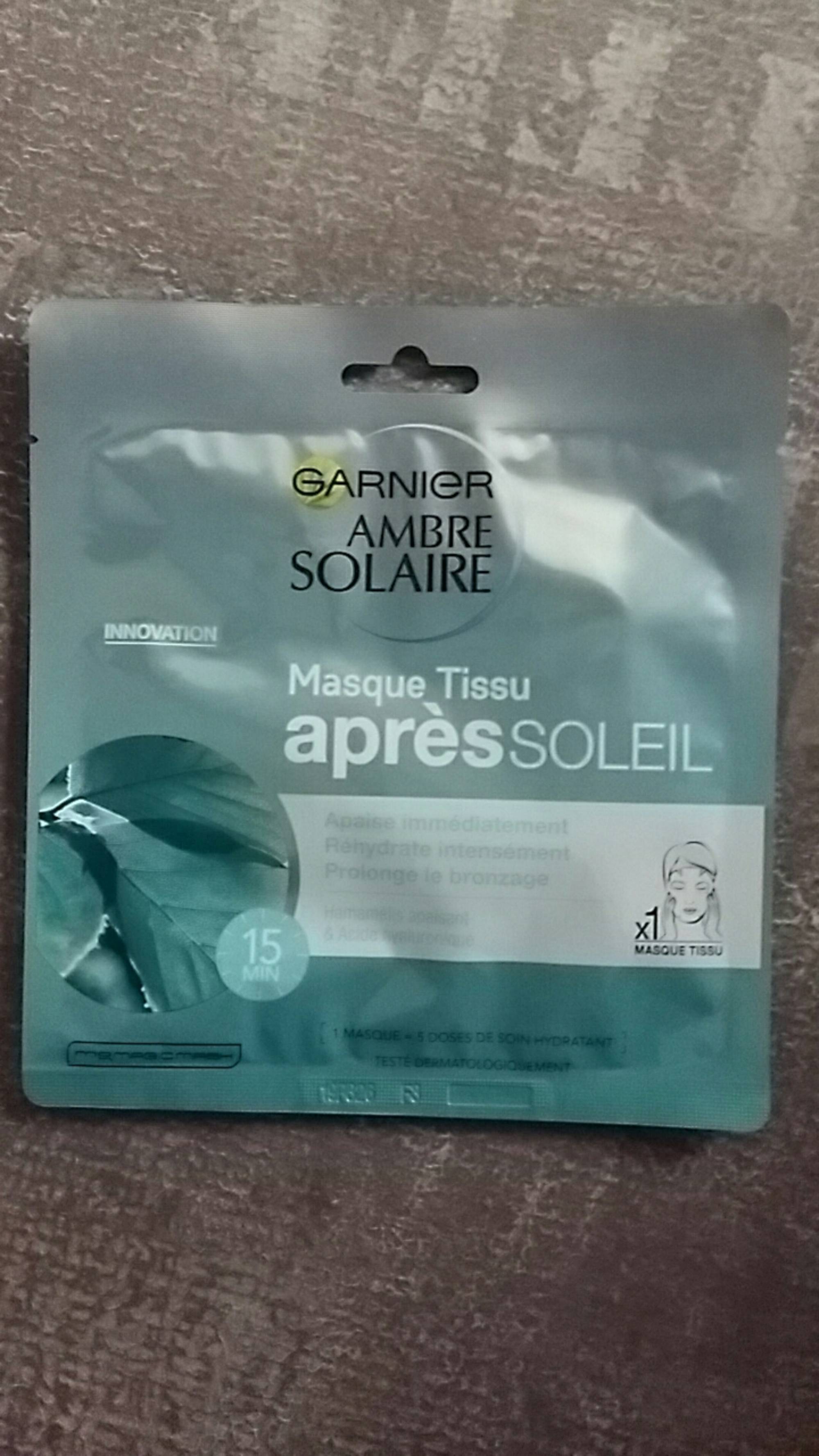 Masque Tissu Après-Soleil Ambre Solaire - Garnier - Solaire