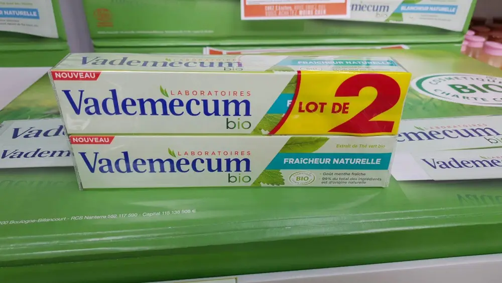 VADEMECUM - Dentifrice fraîcheur naturelle à l'extrait de thé vert bio