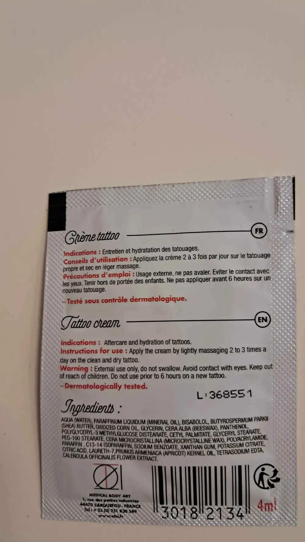 OTZI - Crème tattoo