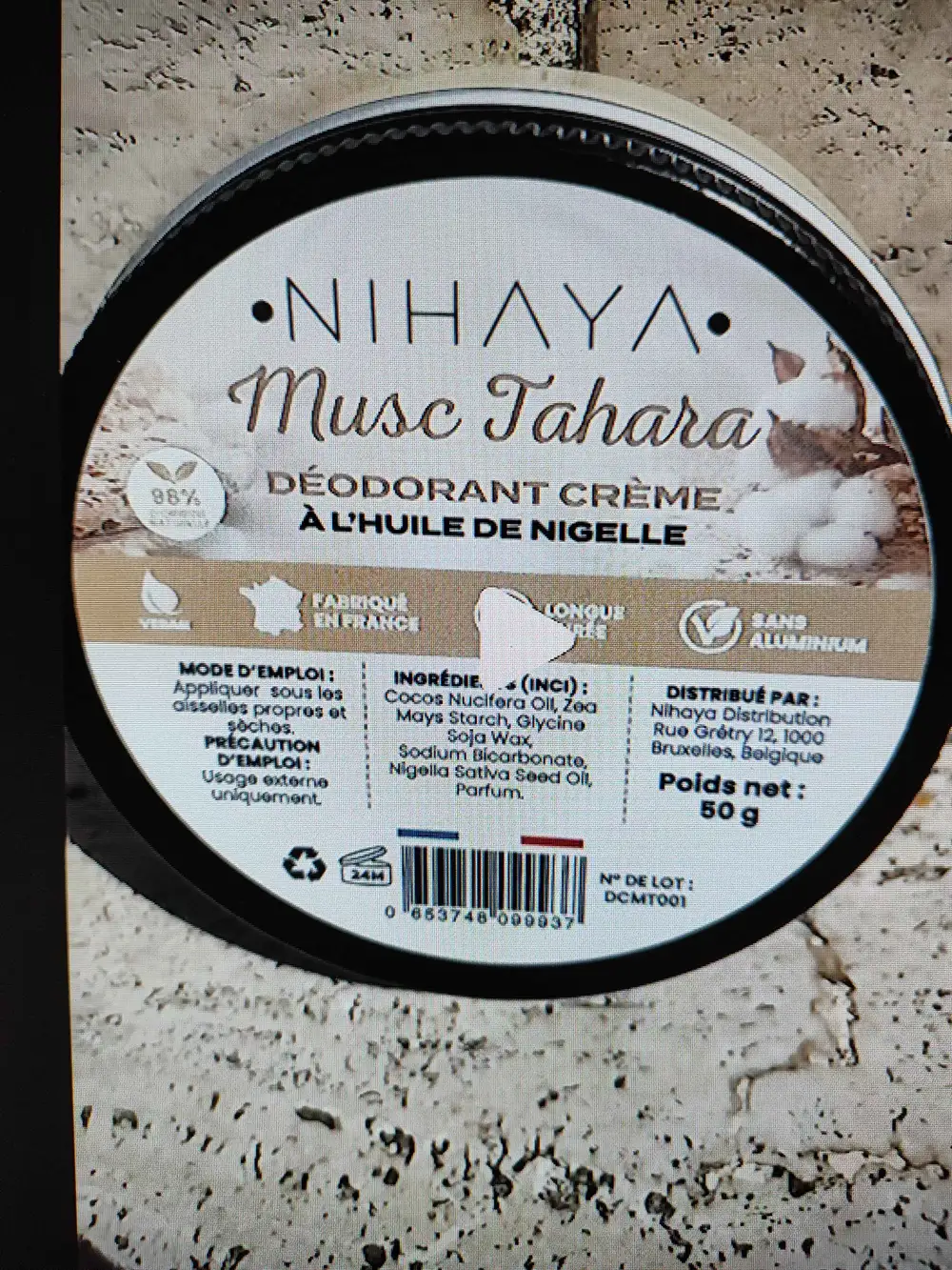 NIHAYA - Musc tahara - Déodorant crème à l'huile de nigelle