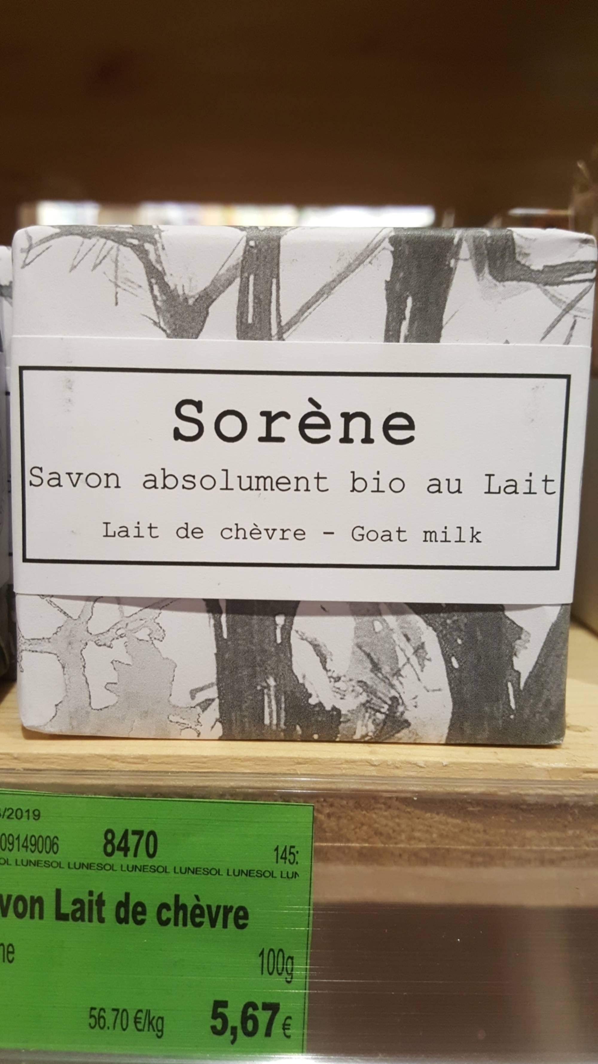 SORÈNE - Savon absolument bio au lait de chèvre 