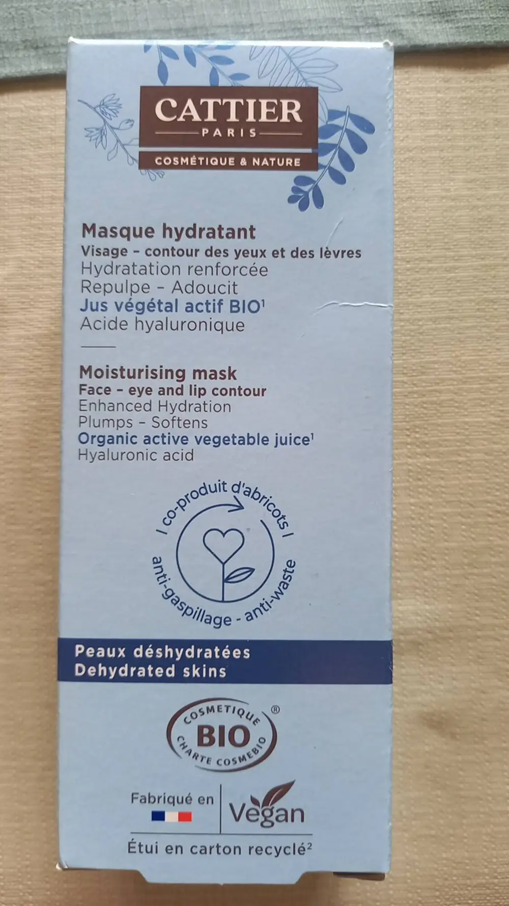 CATTIER - Masque hydratant jus végétal actif bio