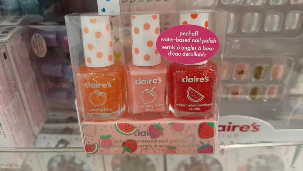 CLAIRE'S - Lot de 3 flacons de vernis à ongles à base d'eau