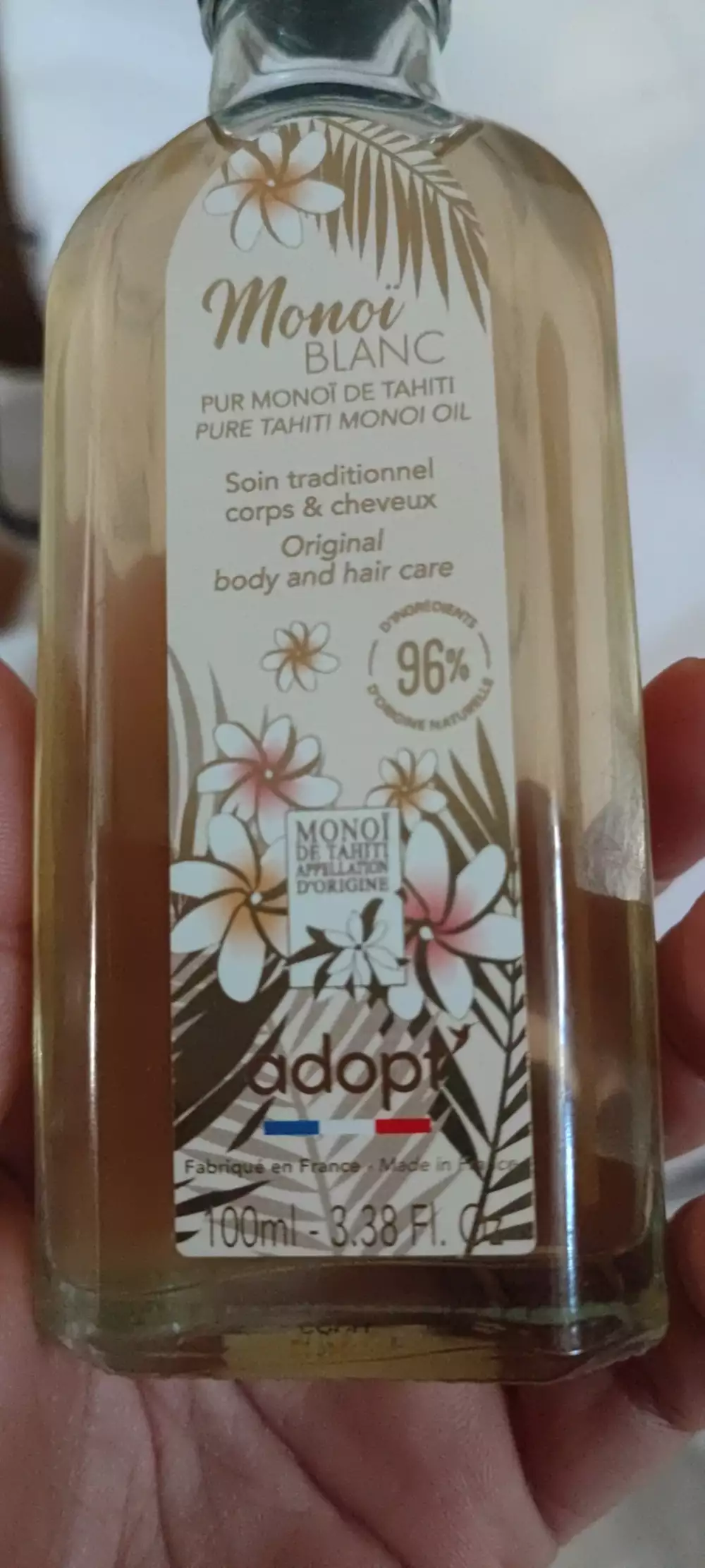 ADOPT' - Monoï blanc - Soin traditionnel corps & cheveux