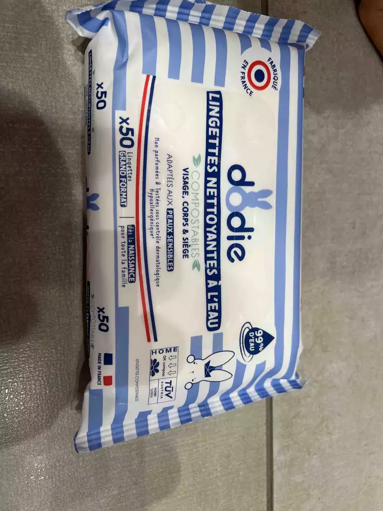 DODIE - Lingettes nettoyantes à l'eau dès la naissance