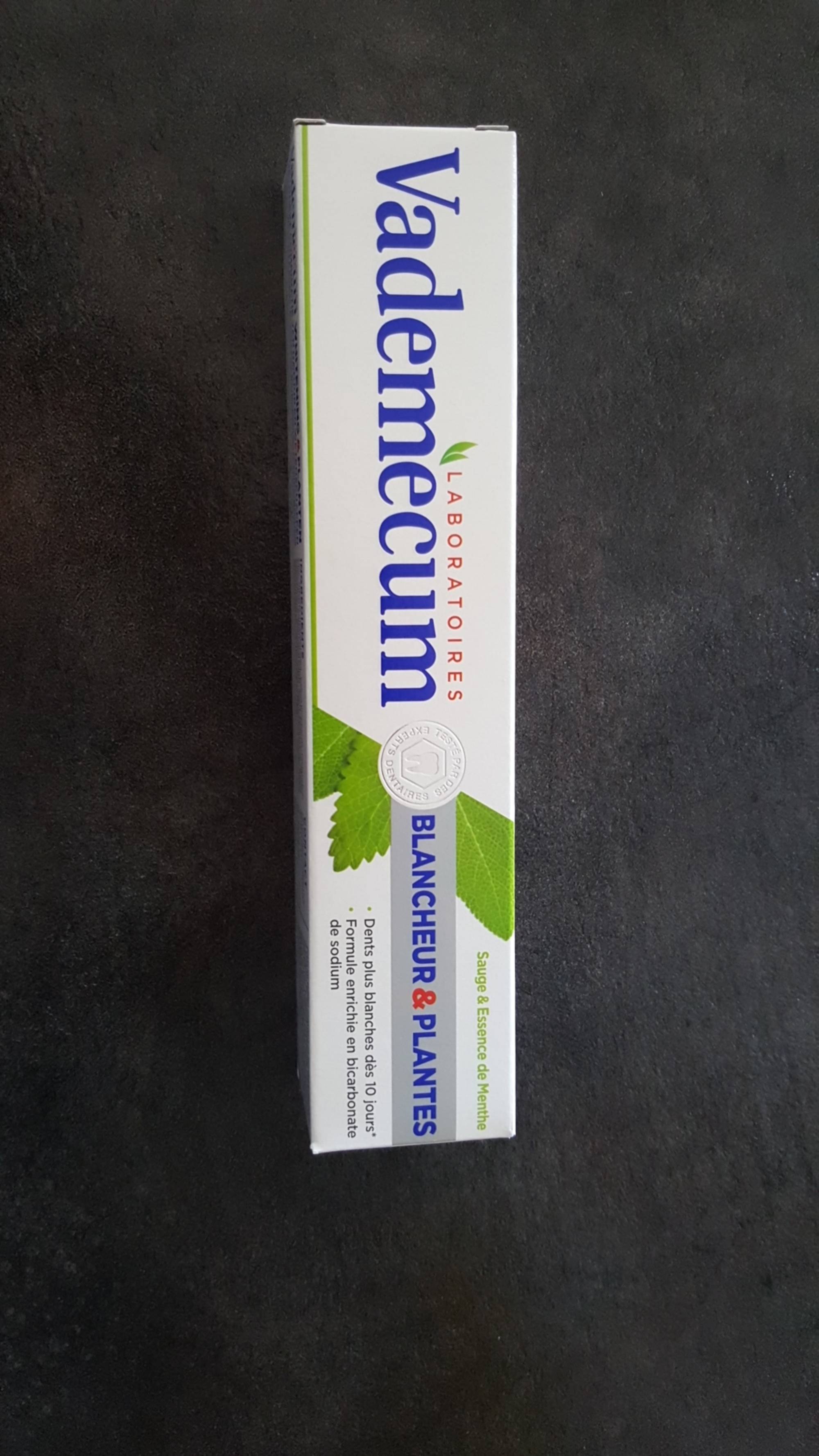 VADEMECUM - Blancheur & plantes - Dentifrice sauge & essence de menthe 