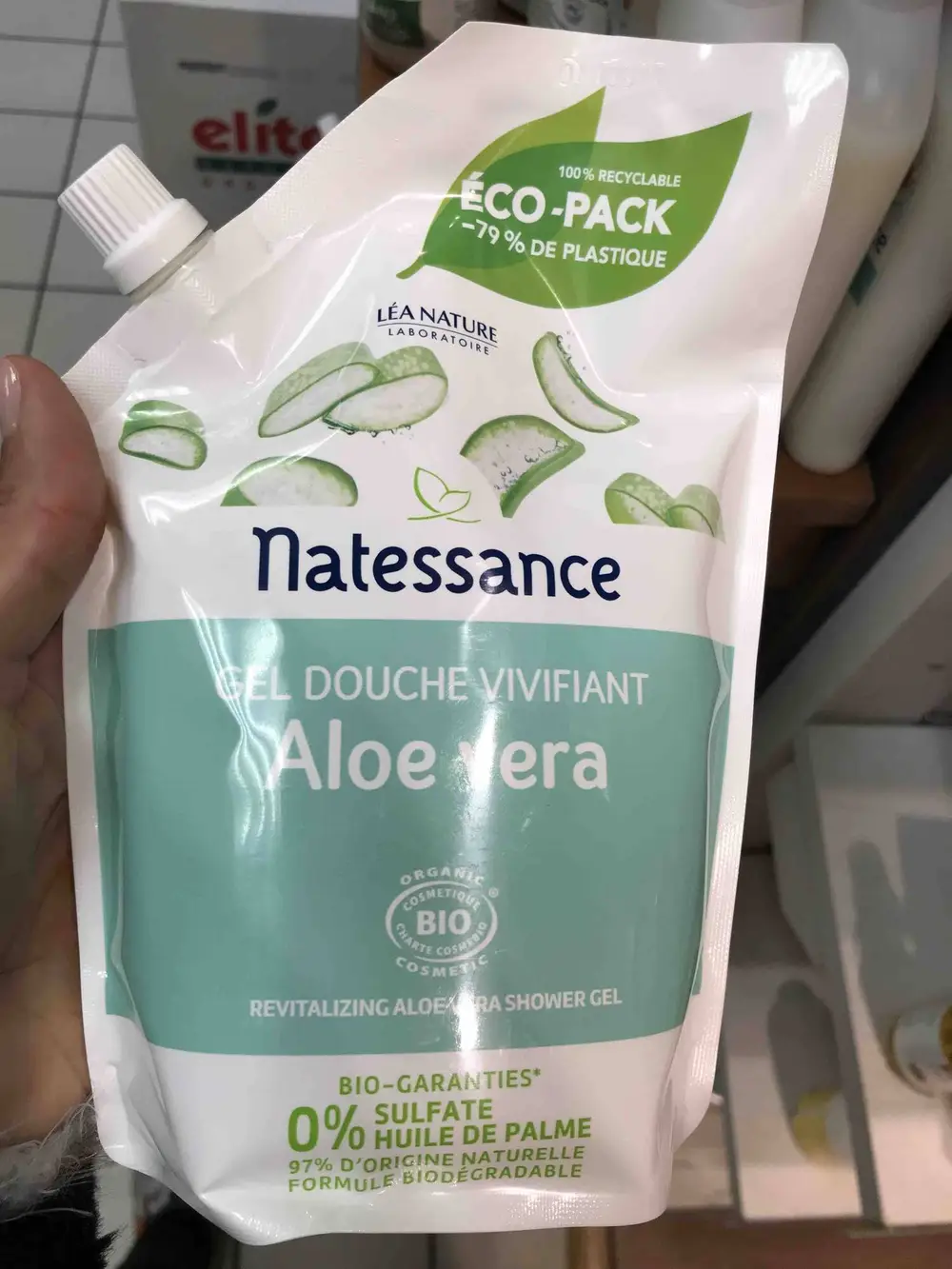 NATESSANCE - Gel douche vivifiant à l'aloe vera bio