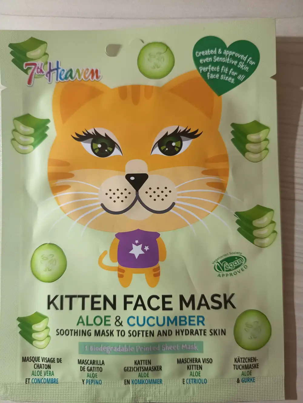 7TH HEAVEN - Masque visage de chaton aloe vera et concombre
