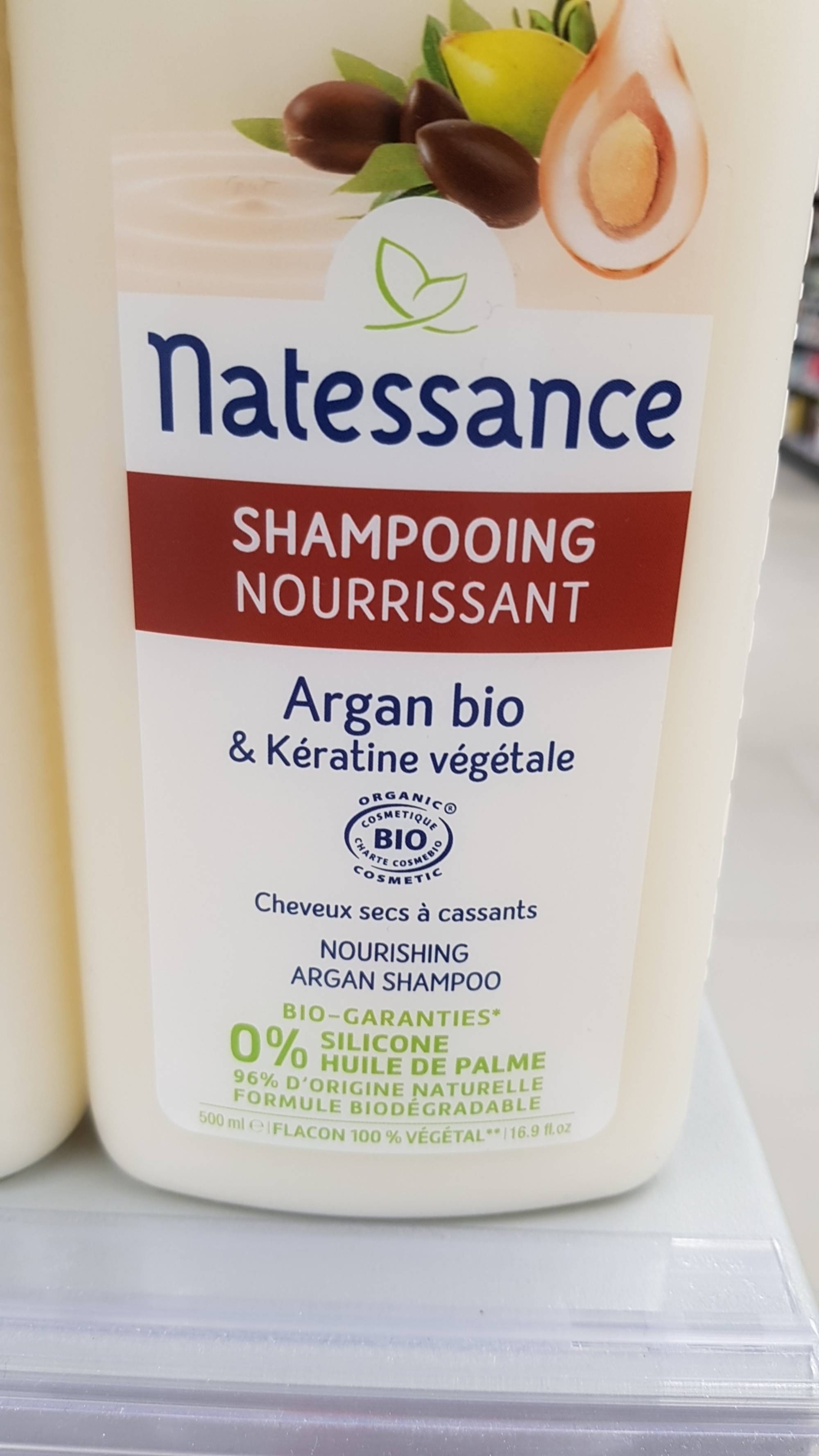 Composition NATESSANCE Argan bio & kératine végétale - Shampooing  nourrissant - UFC-Que Choisir