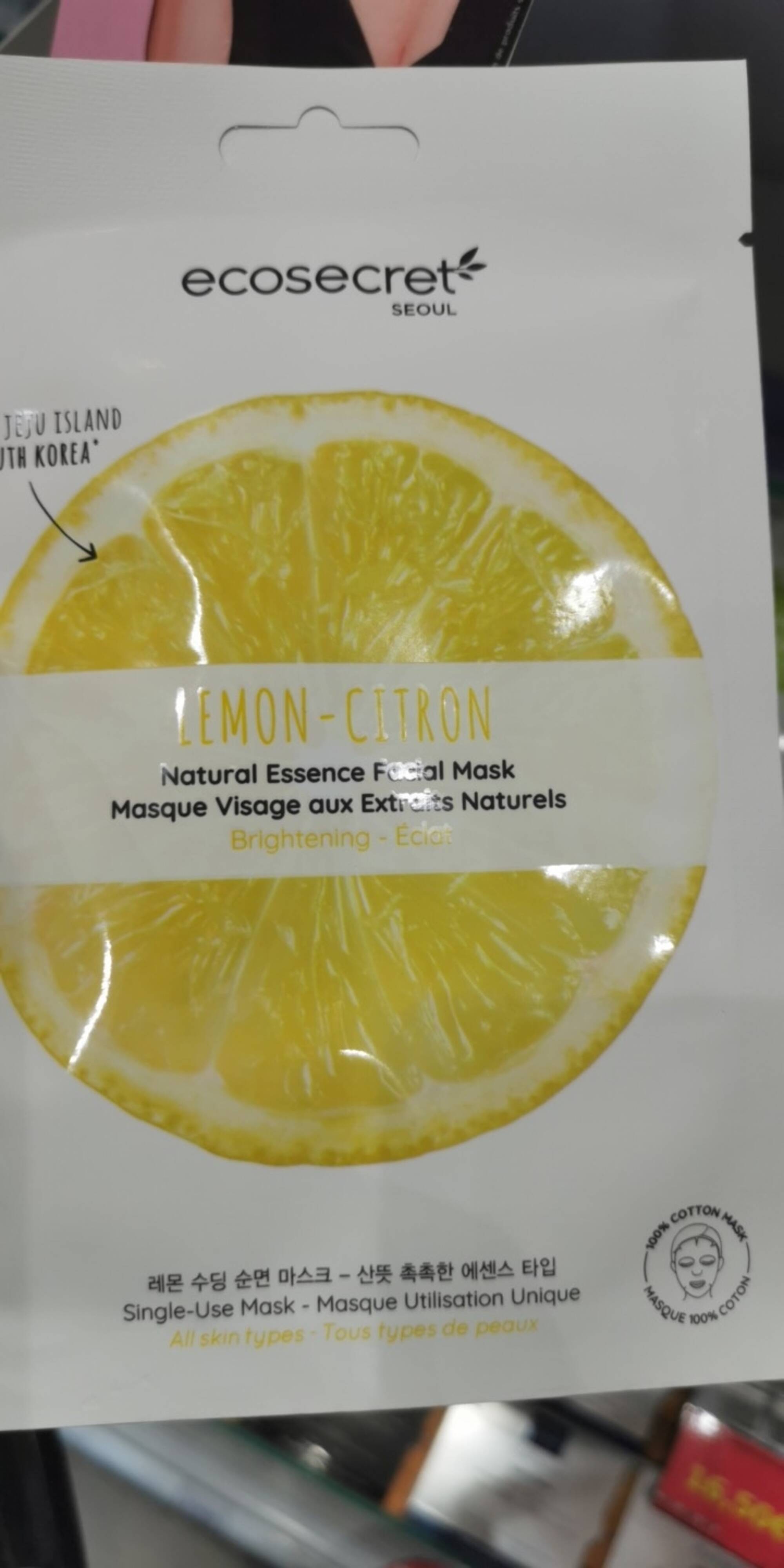 ECO SECRET - Lemon-Citron - Masque visage aux extraits naturels