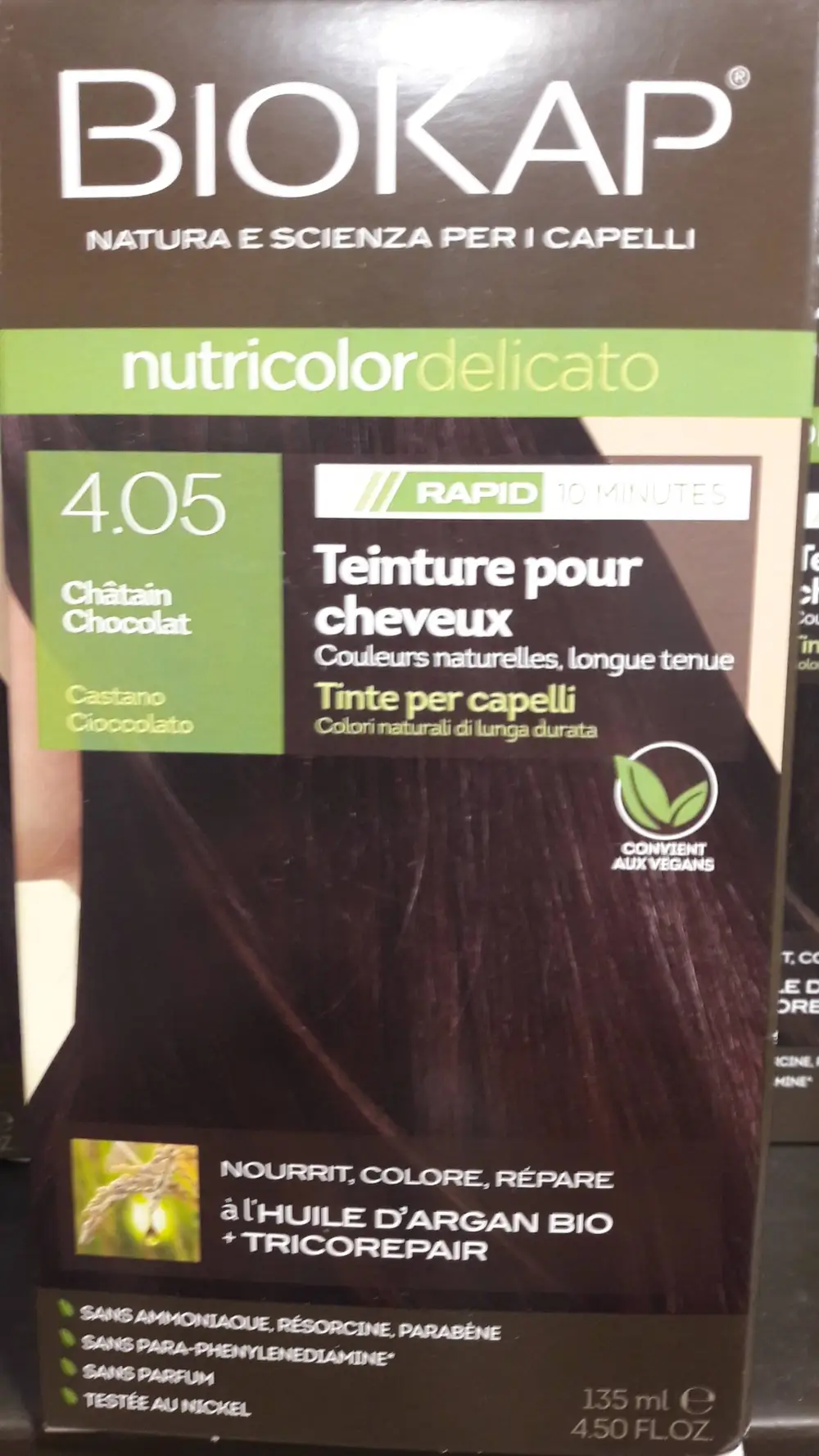 BIOKAP - Nutricolor delicato 4.05 châtain chocolat