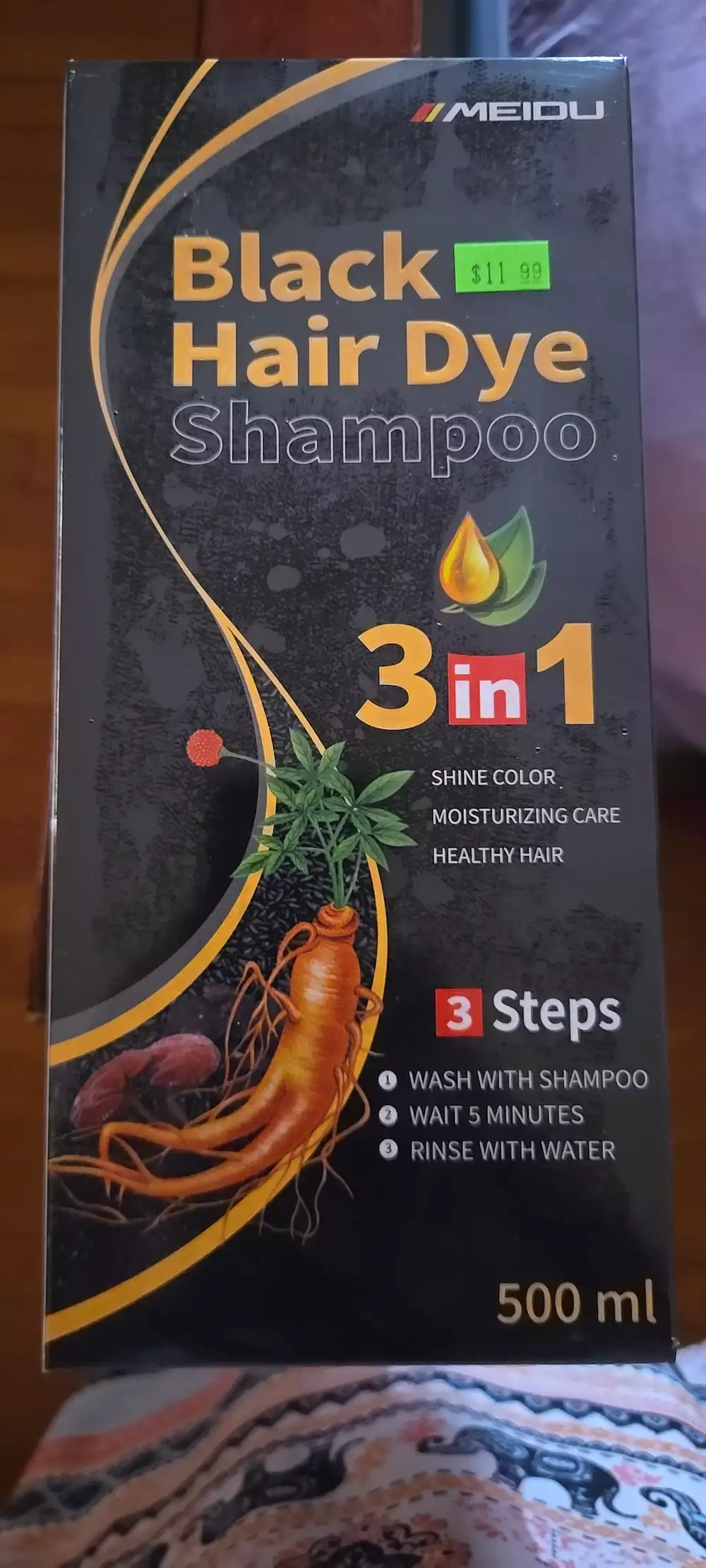 MEIDU - Black hair dye - 3in1 Shampoo