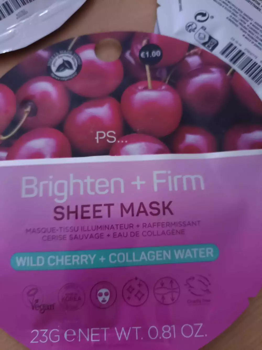 PRIMARK - Ps brighten + firm - Masque-tissu illuminateur + raffermissant