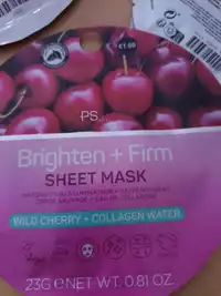 PRIMARK - Ps brighten + firm - Masque-tissu illuminateur + raffermissant