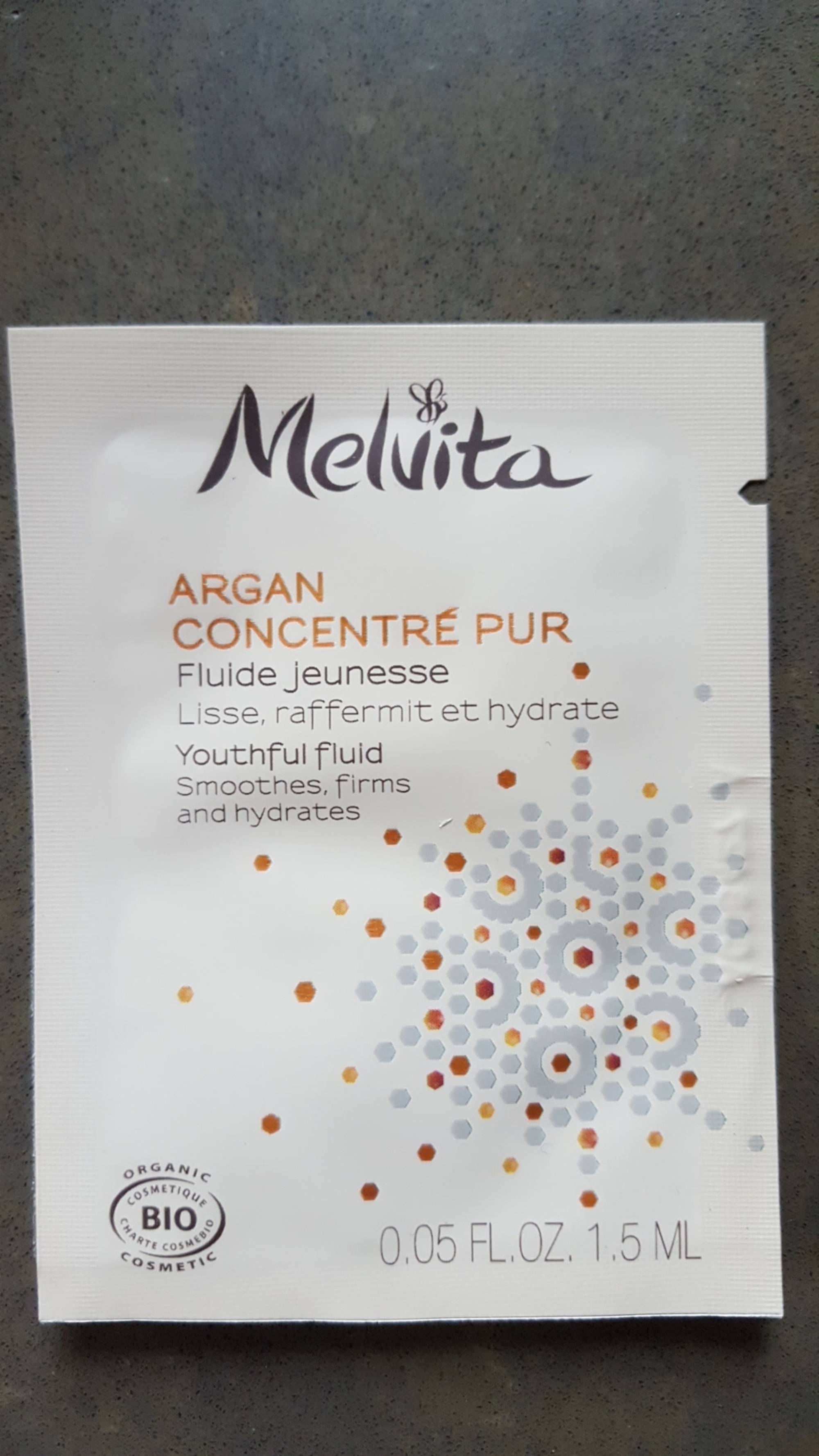 MELVITA - Argan concentré pur - Fluide jeunesse lisse, raffermit et hydrate