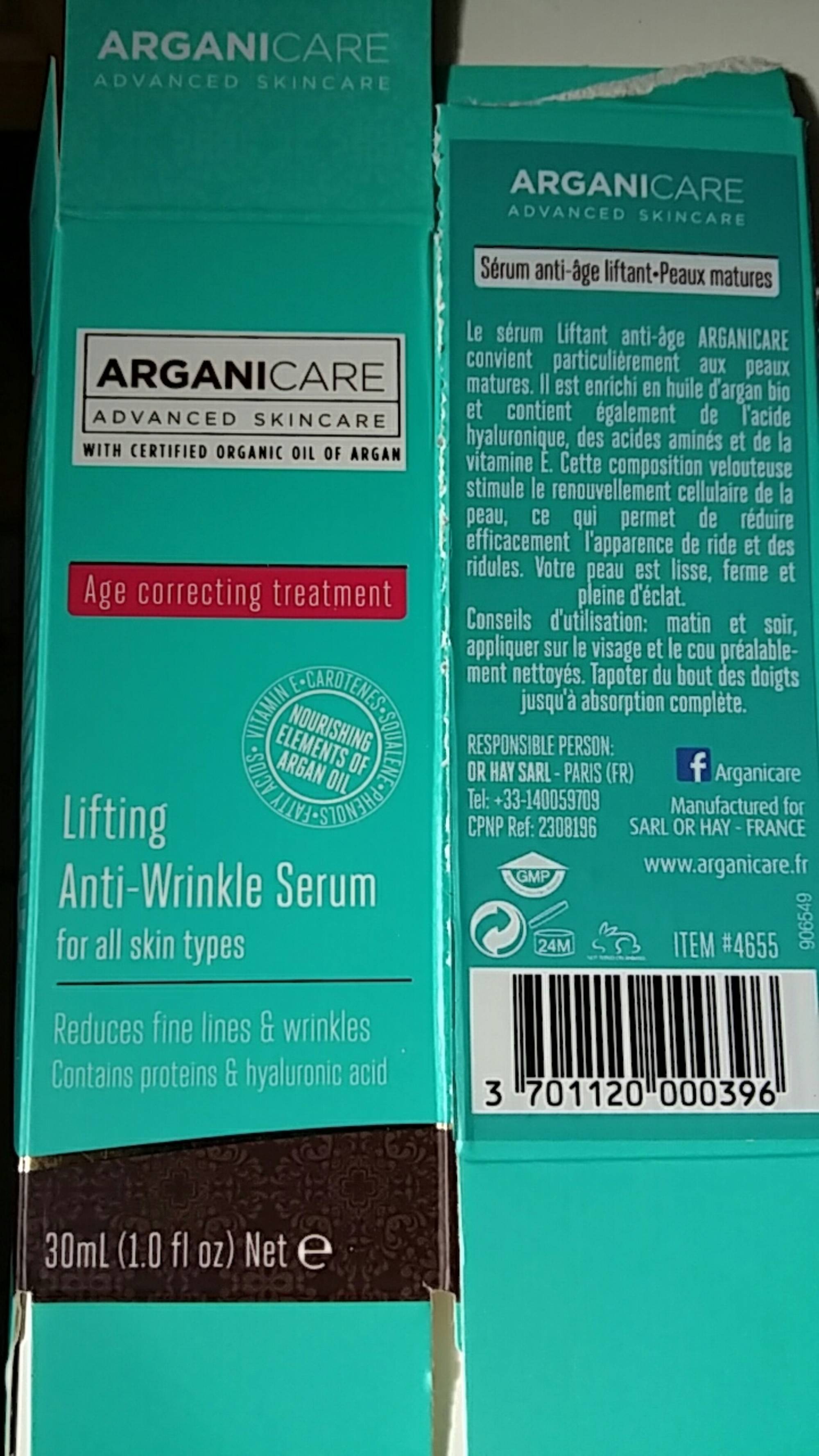 ARGANICARE - Age correcting treatment - Lifting anti-wrinle serum