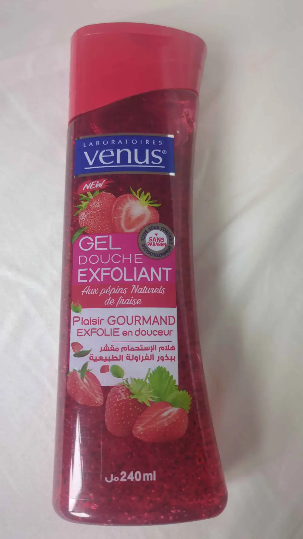 VENUS - Gel douche exfoliant aux pépins naturels de fraise