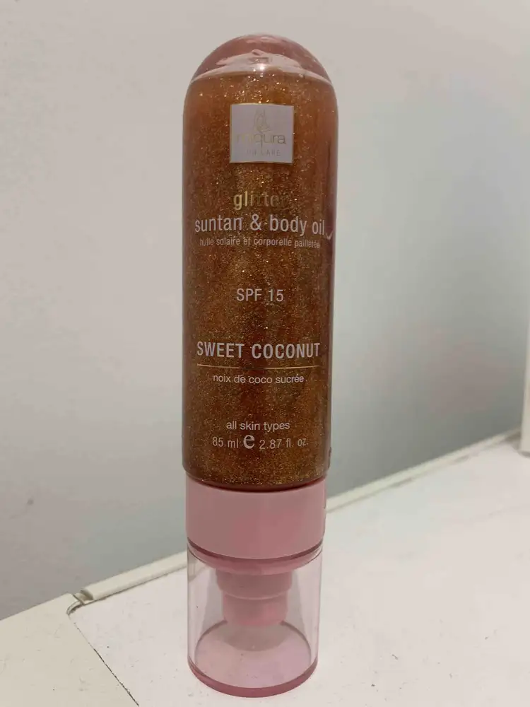 MIQURA - Giltter - Huile solaire et corporelle pailletée noix de coco SPF 15