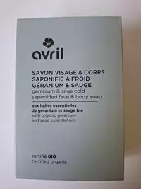 AVRIL - Savon visage & corps géranium & sauge