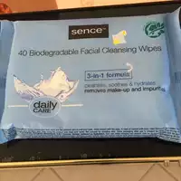 SENCE - 40 biodegradable facial cleansing wipes