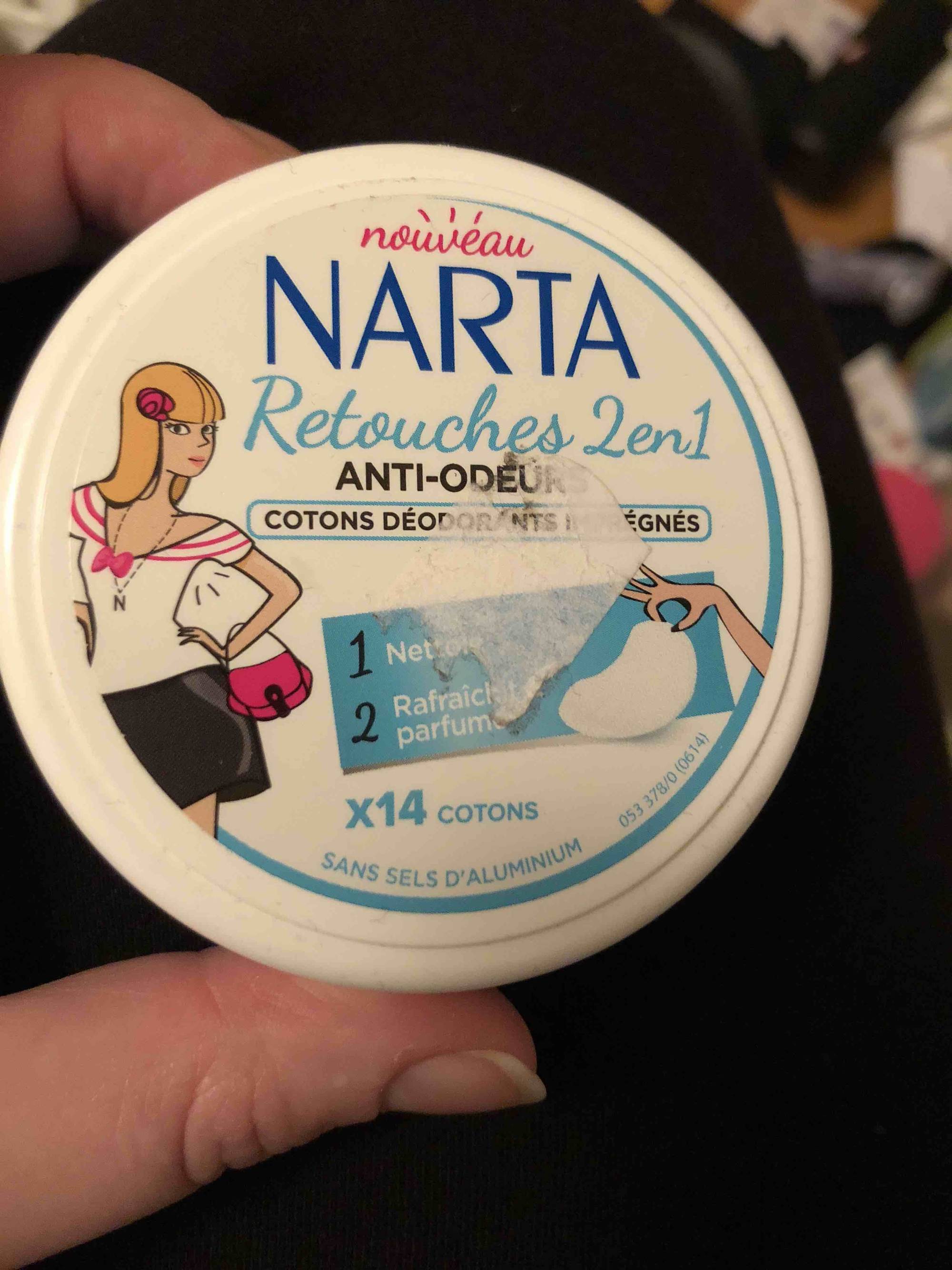 NARTA - Retouche 2 en 1 anti-odeurs - Cotons déodorants imprégnés