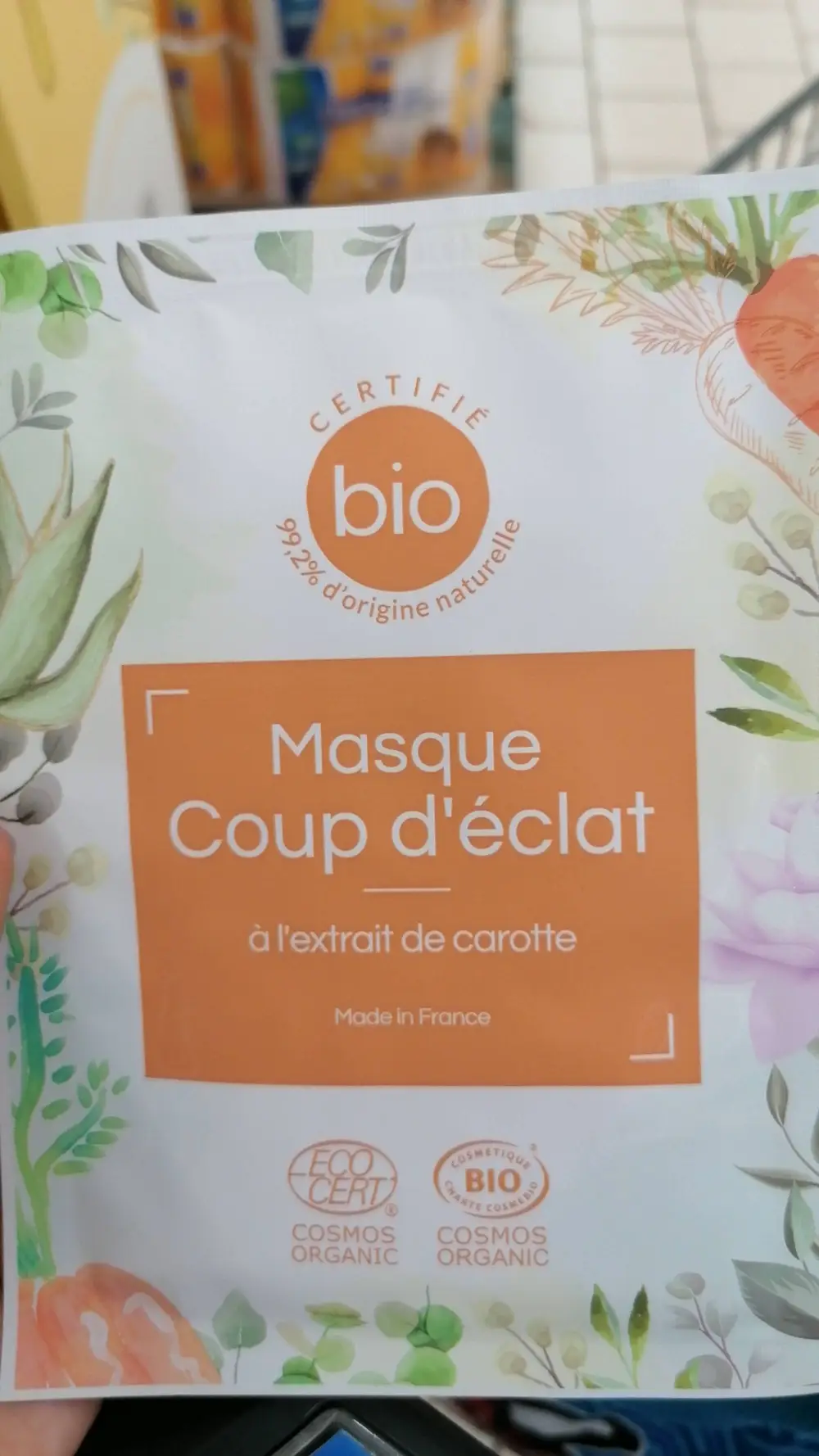 COSBELLE - Masque coup d'éclat à l'extrait de carotte