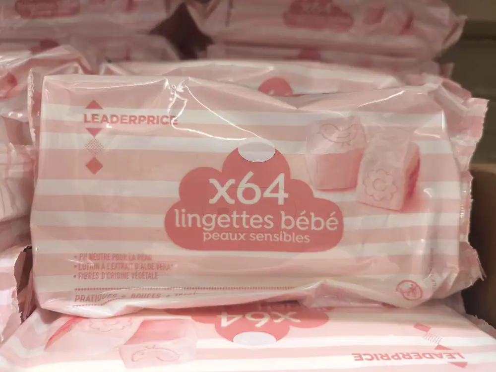 LEADER PRICE - Lingettes bébé peaux sensibles